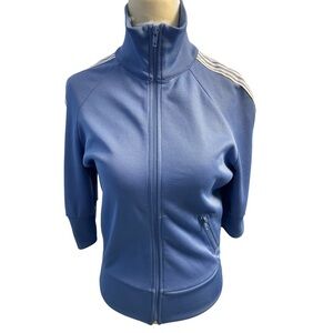 Sisley Women's Light Blue 3/4 Sleeve Zip-Up Size Small
